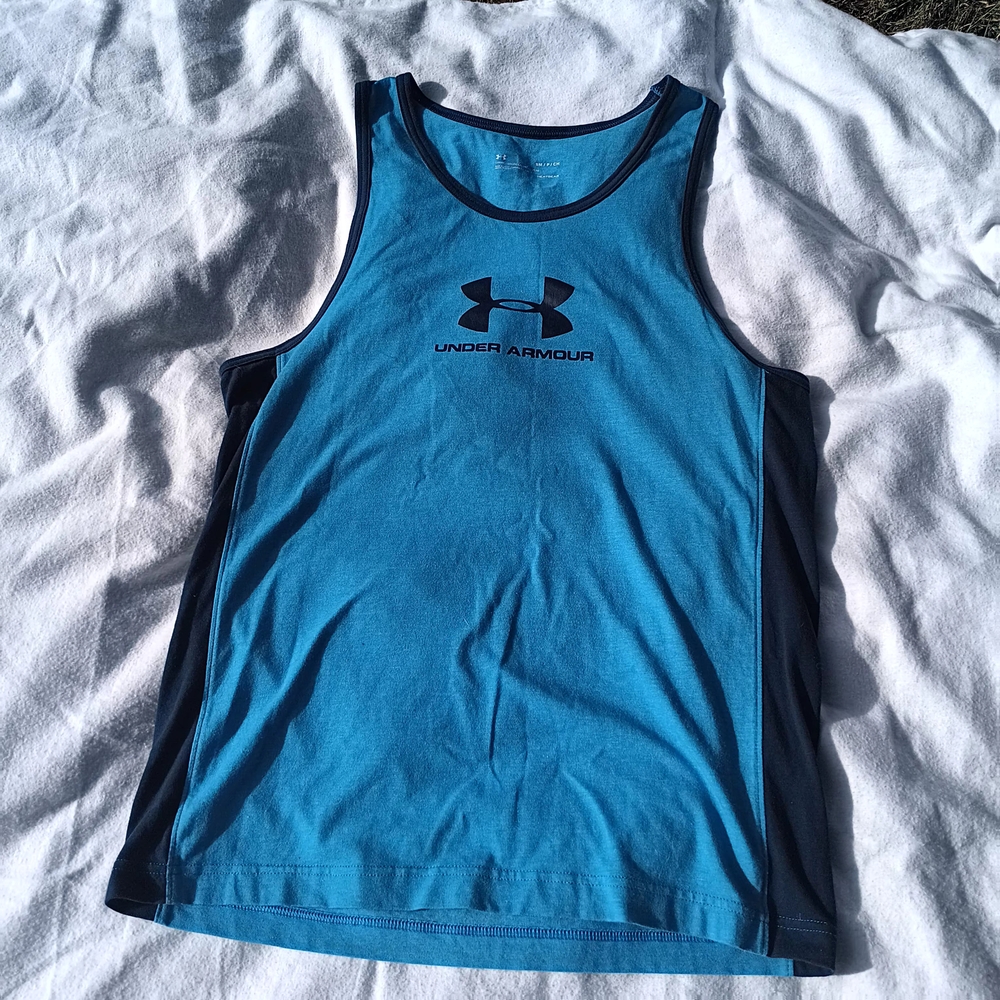 Under Armour Men's Teal & Navy Blue Athletic Tank Top Size Small Spring Summer